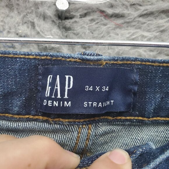 Gap Jeans Mens 34x34 Blue Straight Stretch Denim - Picture 2 of 9